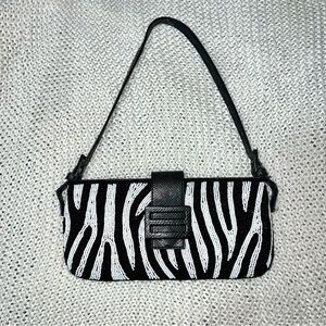 Zebra Print Shoulder Bag - Black & White